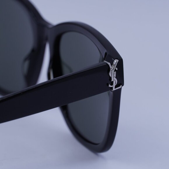 Saint Laurent SLM68 001 Sunglasses Black Square Frame, Grey Lenses - Picture 9 of 10